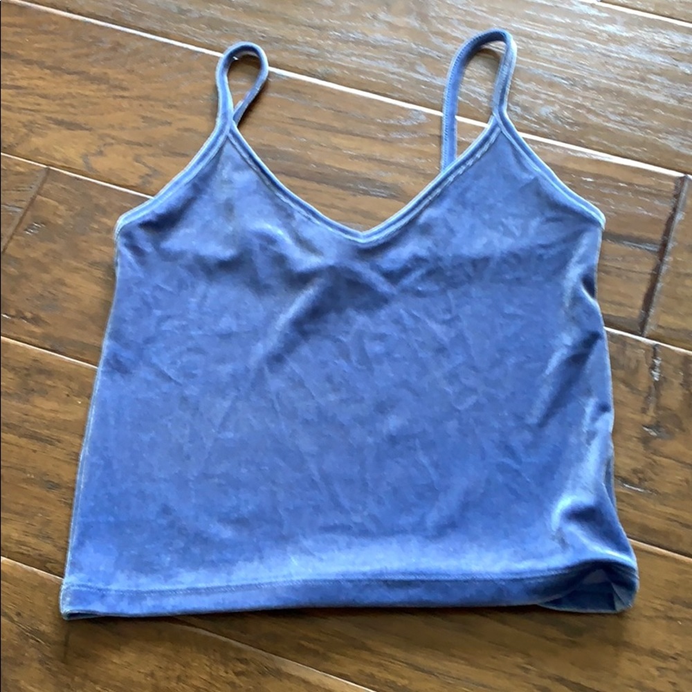 velvet light blue cropped tank top